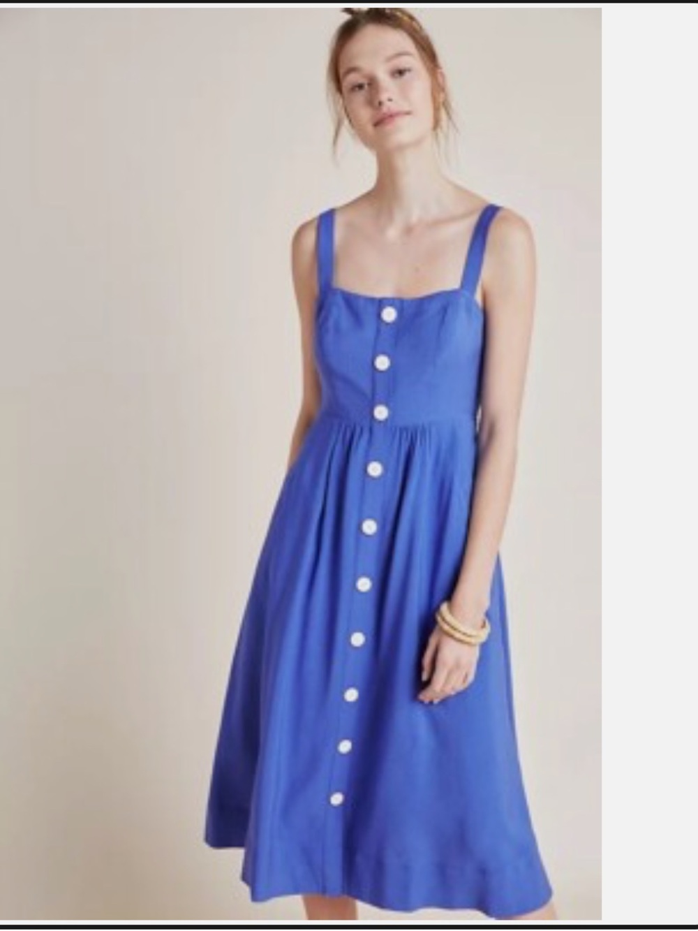ANTHROPOLOGIE Maeve Seer Sucker Rosemary Midi blue Dress Size 0P